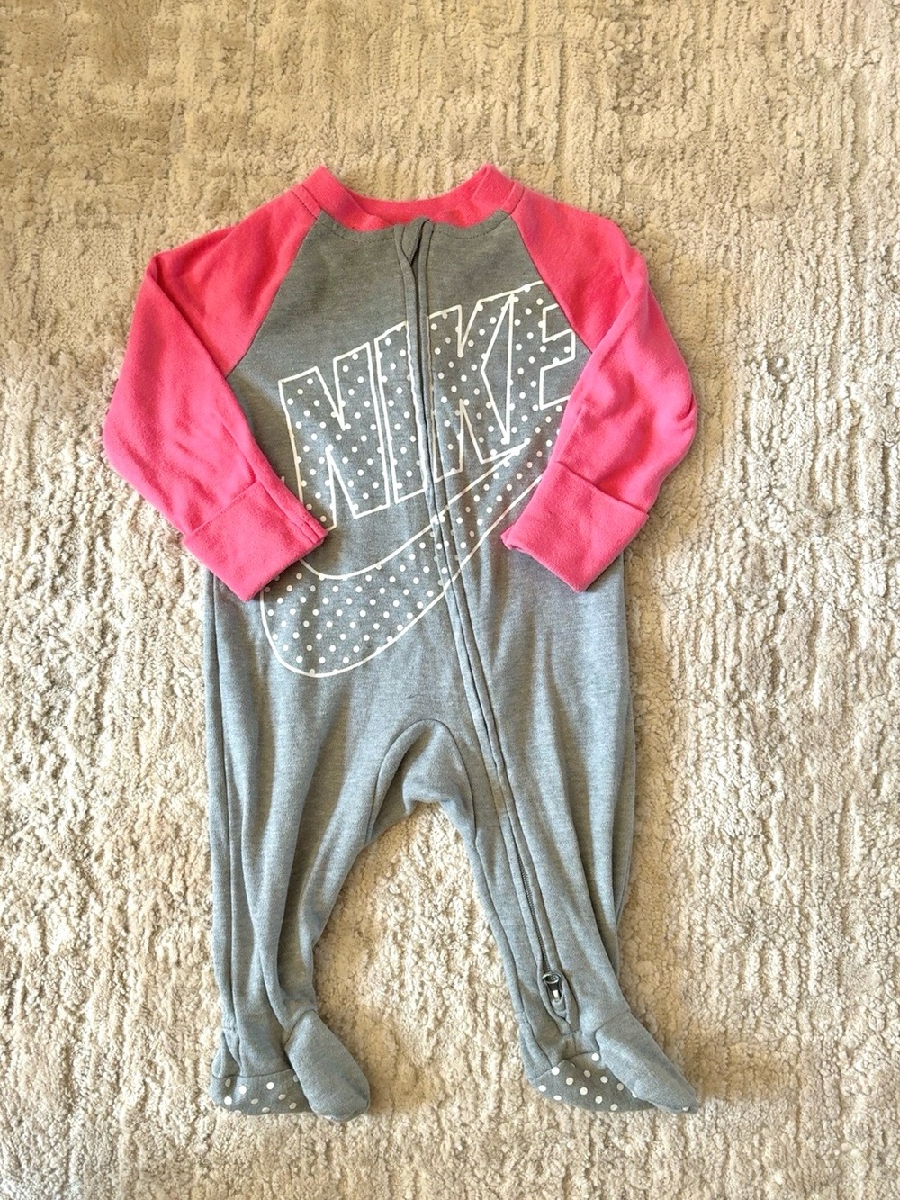 Nike Grey and Pink Baby Footed One-Piece